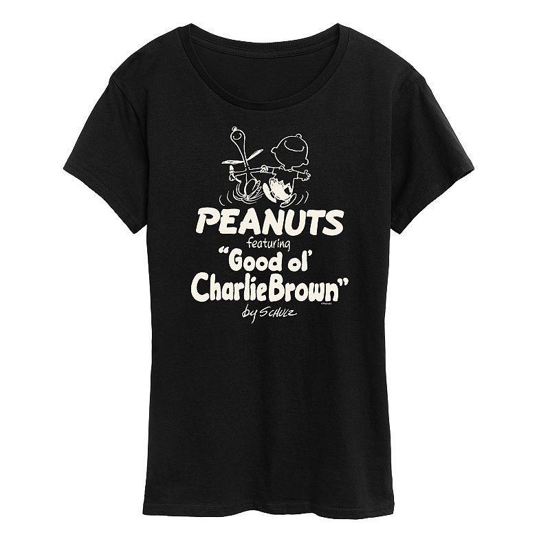 Women's Peanuts Good Ol Charlie Brown Graphic Tee, Girl's, Size: XXL, Blue Product Image