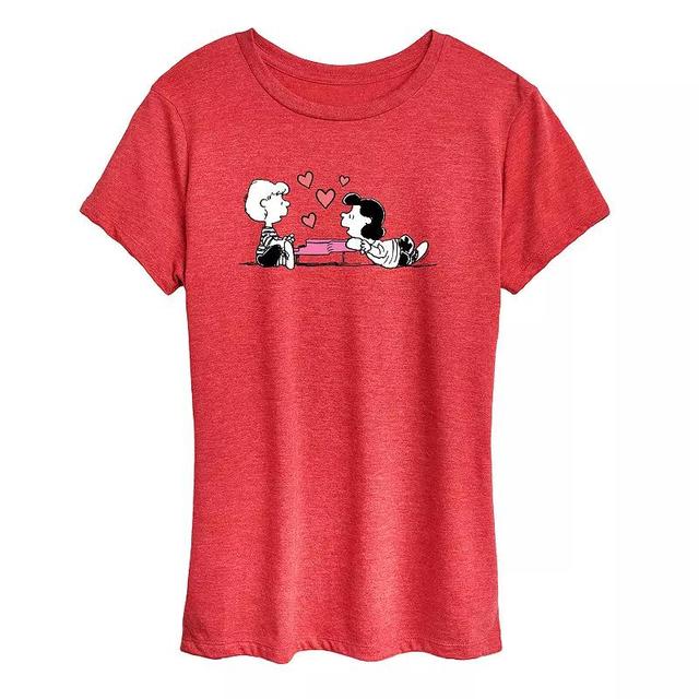 Womens Peanuts Heart Thoughts Graphic Tee Grey Red Product Image