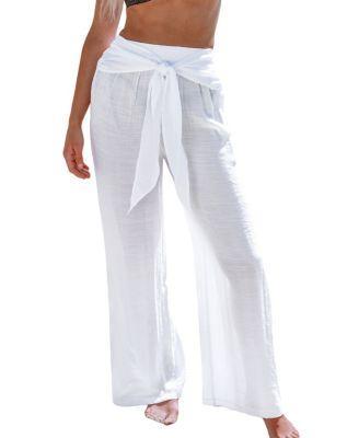 Cupshe Womens White Tie-Waist Cover-Up Pants Product Image