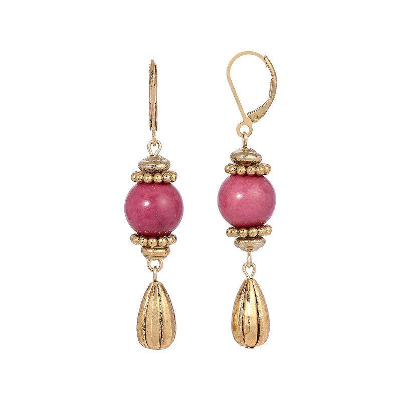 2028 Semi-Precious Fluted Bead Lever Back Earrings Product Image