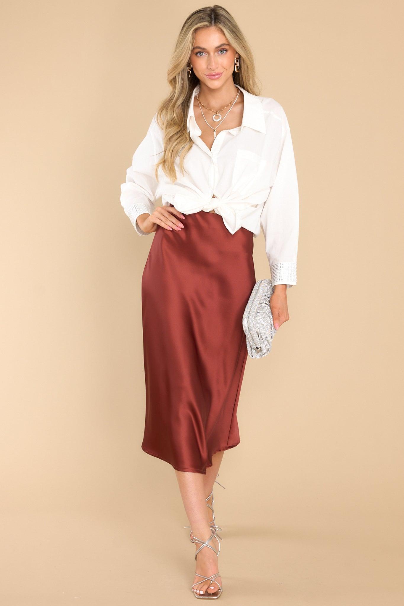 Strings Attached Copper Midi Skirt Red Product Image