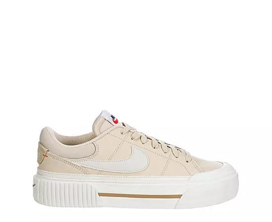 Nike Womens Nike Court Legacy Lift - Womens Training Shoes White/White/Orange Product Image