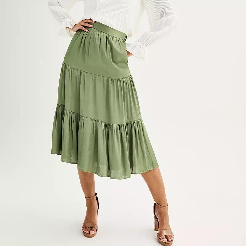 Womens Nine West Tiered Midi Skirt Product Image