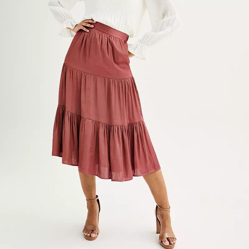 Womens Nine West Tiered Midi Skirt Product Image