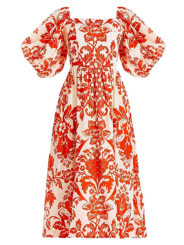 Womens Delphine Printed Cotton Voile Midi-Dress Product Image