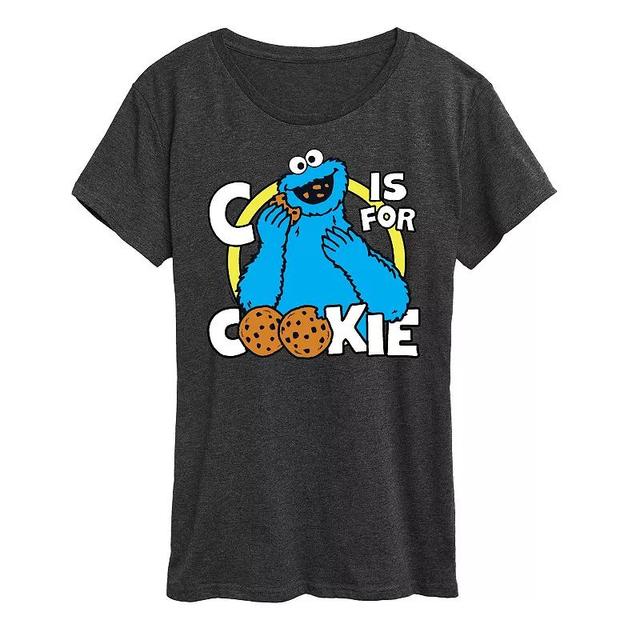 Womens Sesame Street Cookie Monster Graphic Tee, Girls Blue Product Image