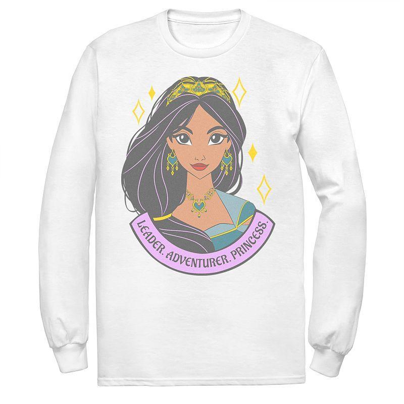 Disneys Aladdin Mens Jasmine Portrait Long Sleeve Graphic Tee White Product Image