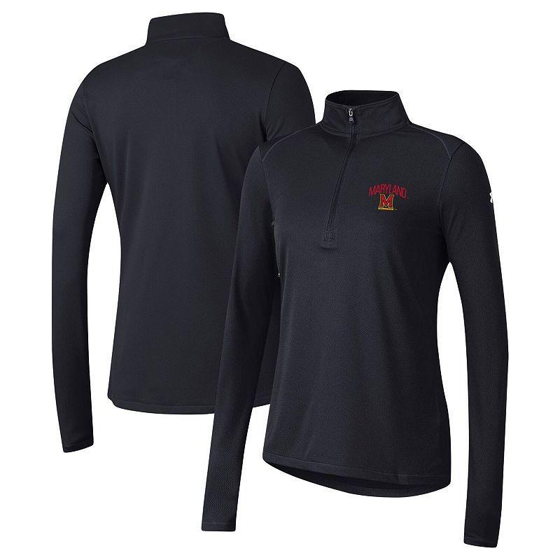 Womens Under Armour Black Maryland Terrapins Tech Mesh Quarter-Zip Top Product Image