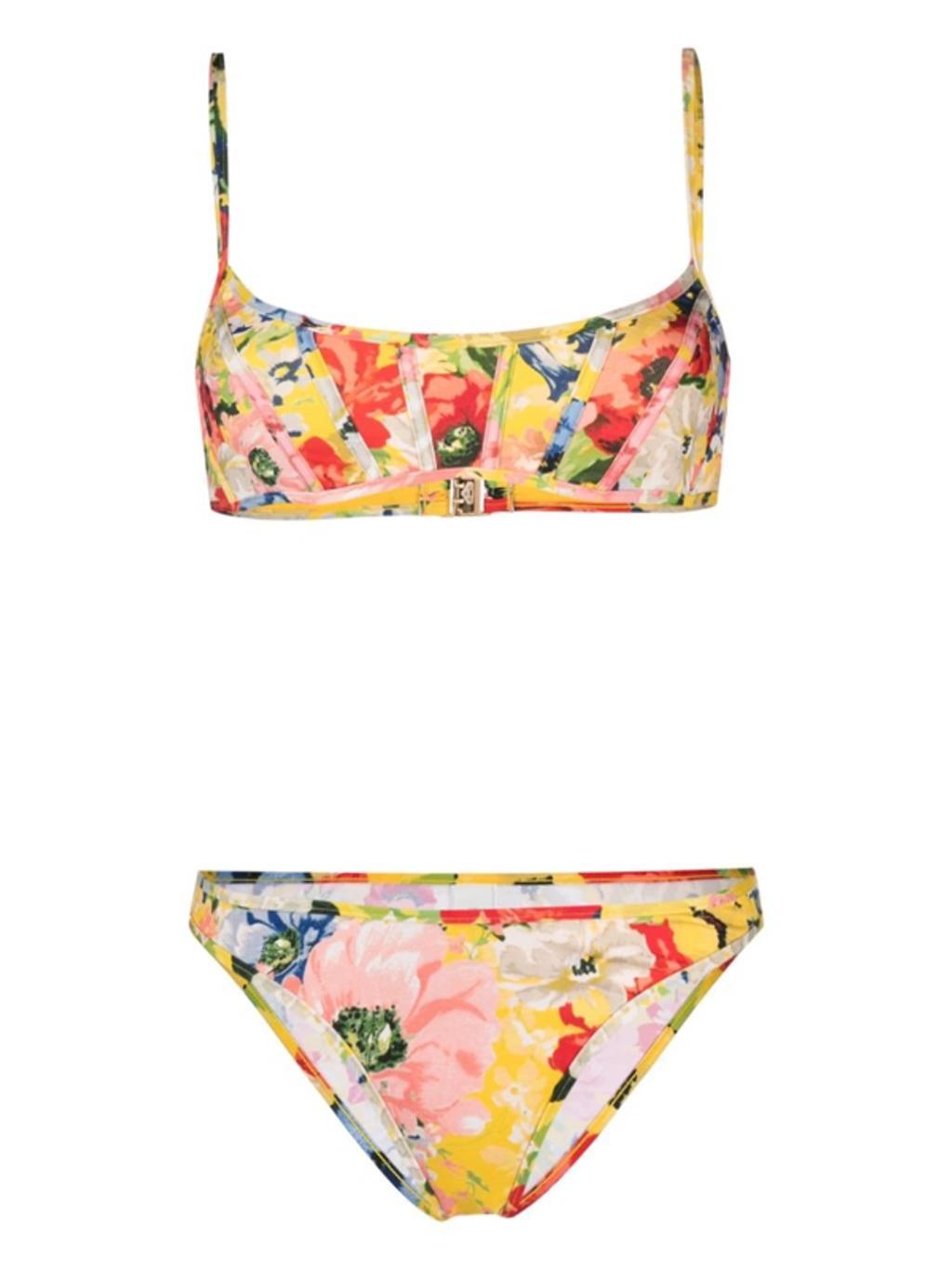 ZIMMERMANN Alight Floral-print Bikini In Yellow Product Image