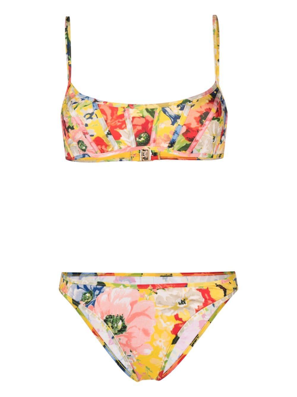 ZIMMERMANN Alight Floral-print Bikini In Yellow Product Image