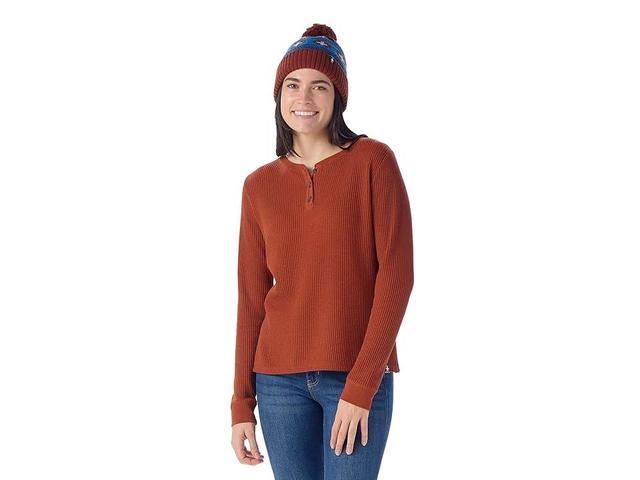 Smartwool Waffle Long Sleeve Henley (Pecan ) Women's Clothing Product Image