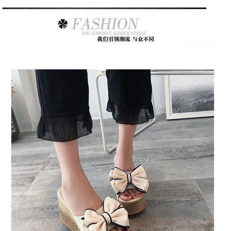 Bow Platform Wedge Slide Sandals Product Image