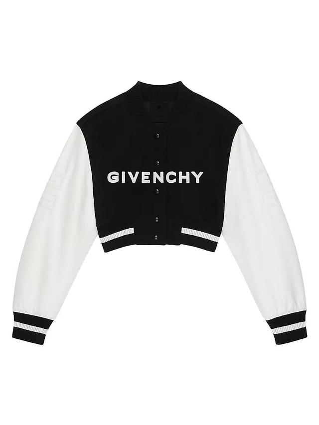 Cropped Varsity Jacket In Wool And Leather Product Image