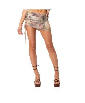 Womens Boa Mesh Drawstring Mini Skirt Product Image