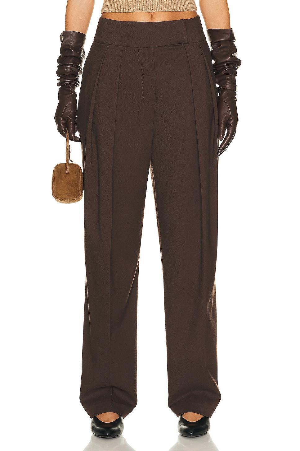 Helsa Crossover Suit Trouser Chocolate. (also in M). Product Image