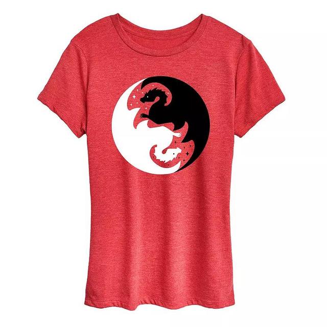 Womens Yin Yang Dragons Graphic Tee Grey Royal Blue Product Image