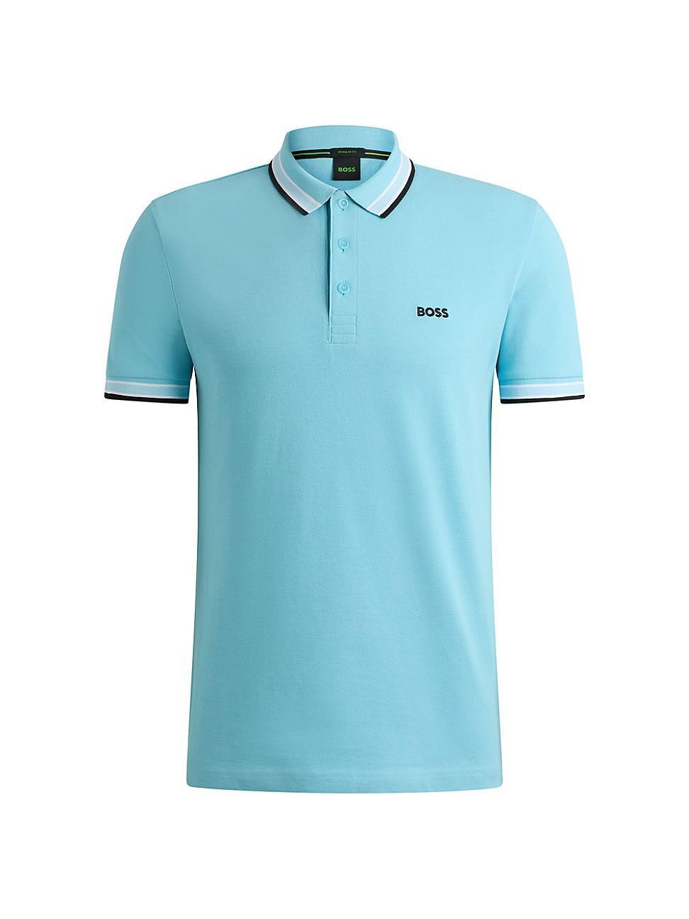 Mens Polo Shirt with Contrast Logo Details Product Image