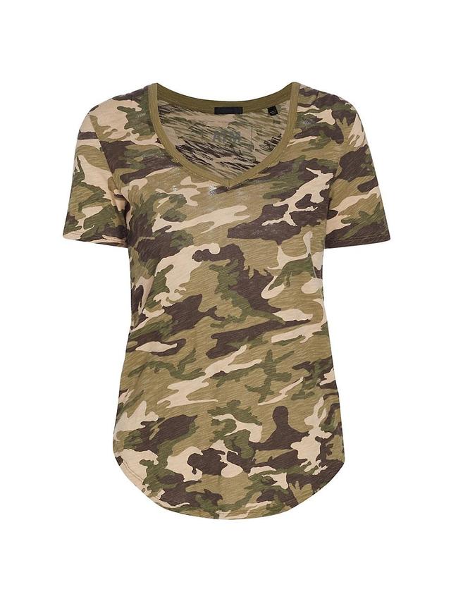 Womens Cotton Camouflage Slub-Knit T-Shirt Product Image