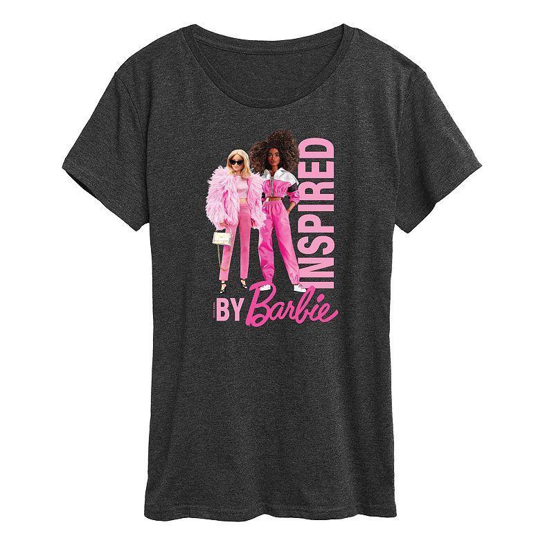 Womens Barbie Inspired By Graphic Tee Heather Grey Product Image