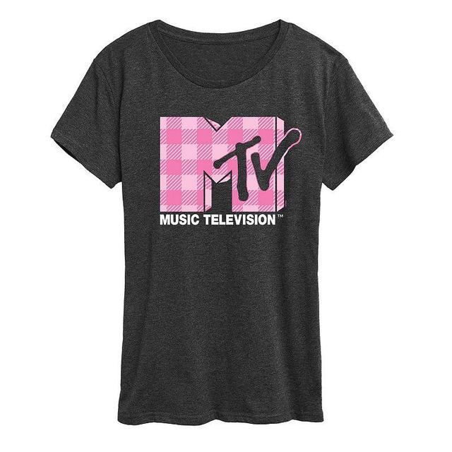 Womens MTV Pink Plaid Graphic Tee Product Image