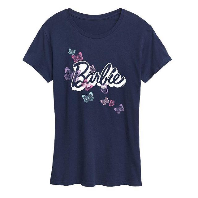 Womens Barbie Butterfly Logo Graphic Tee, Girls Dark Grey Product Image