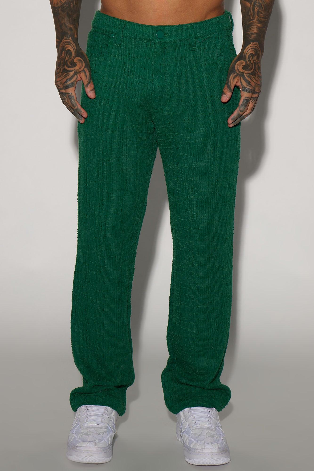 Jordan Textured Straight Pants - Green Product Image