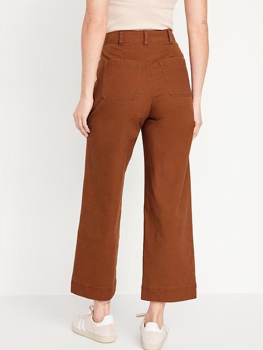 High-Waisted Crop Chino Wide-Leg Pants Product Image