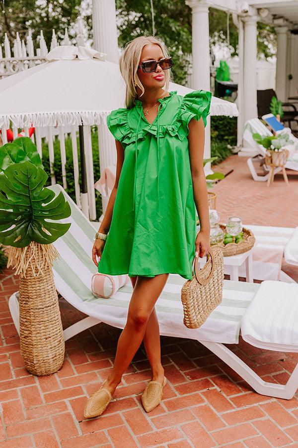 Pretty Chic Ruffle Mini Dress in Kelly Green Product Image