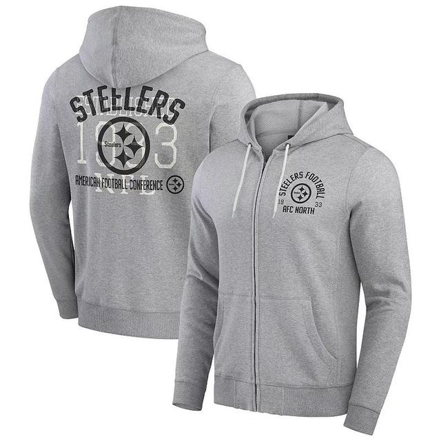 Mens Darius Rucker Collection by Fanatics Heather Gray Pittsburgh Steelers Vintage Stripe Full-Zip Hoodie Product Image