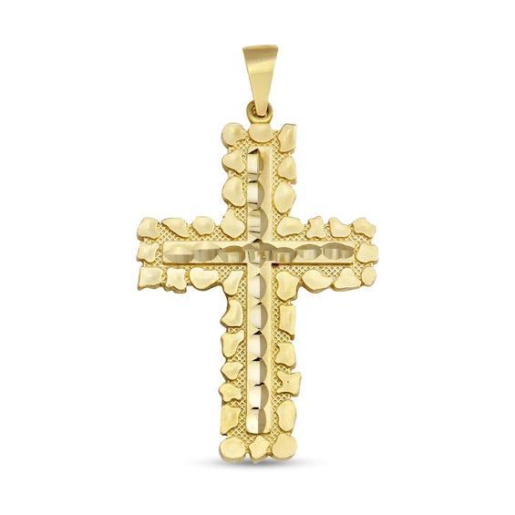 Men's Nugget Cross Pendant Charm in 10K Gold Product Image