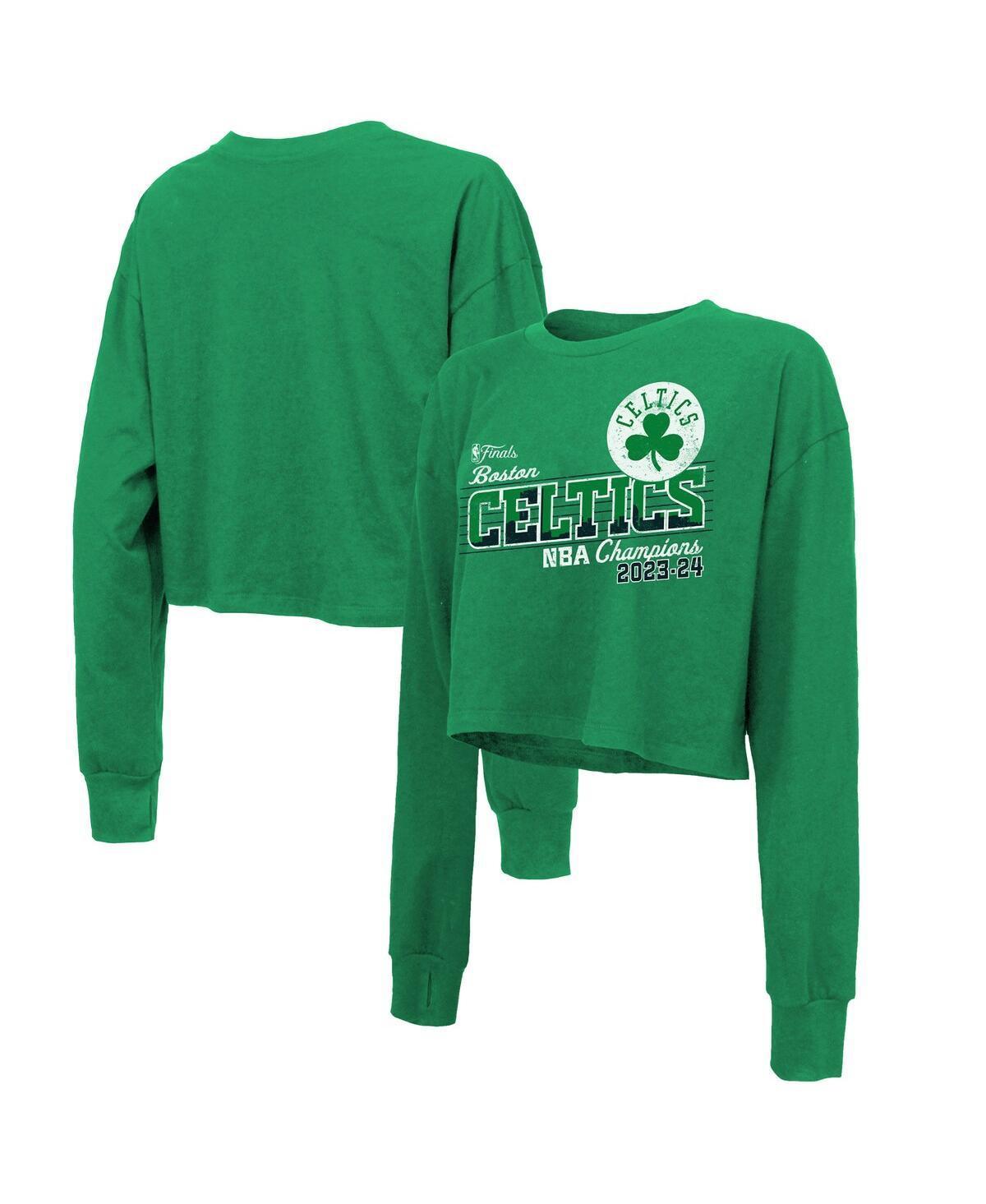 Majestic Threads Womens Kelly Green Boston Celtics 2024 Nba Finals Champions Cropped Long Sleeve T-Shirt Product Image