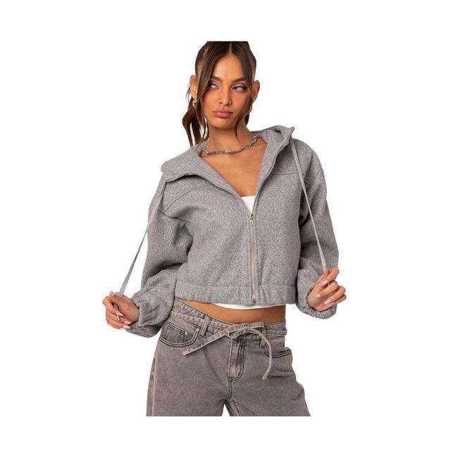 EDIKTED Textured Crop Hooded Jacket Product Image