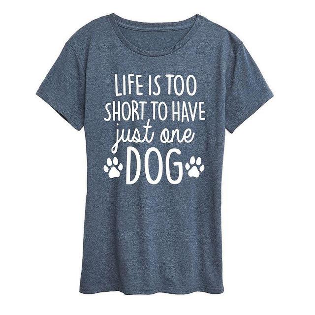 Womens Life Too Short Just One Dog Graphic Tee, Girls Grey Blue Product Image