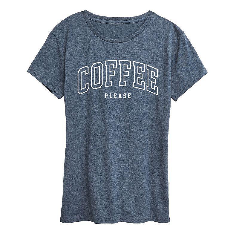 Womens Coffee Please Graphic Tee Blue Product Image