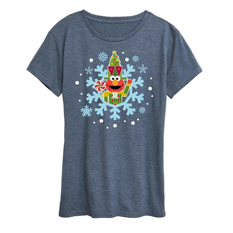 Womens Sesame Street Elmo Snowflake Graphic Tee, Girls Blue Product Image