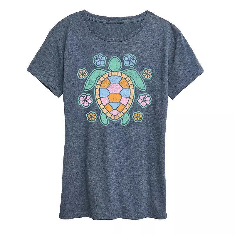 Womens Turtle And Flowers Graphic Tee Product Image