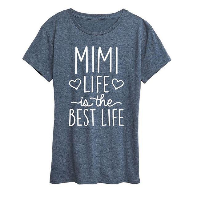 Womens Mimi Life Is The Best Life Graphic Tee, Girls Grey Blue Product Image