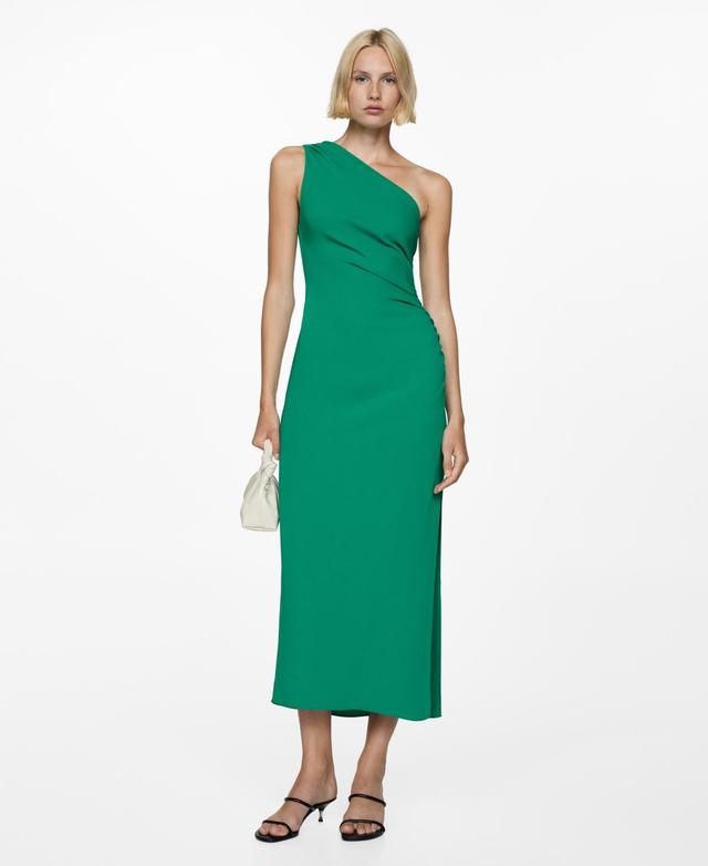 Mango Womens Draped Details Asymmetrical Dress Product Image