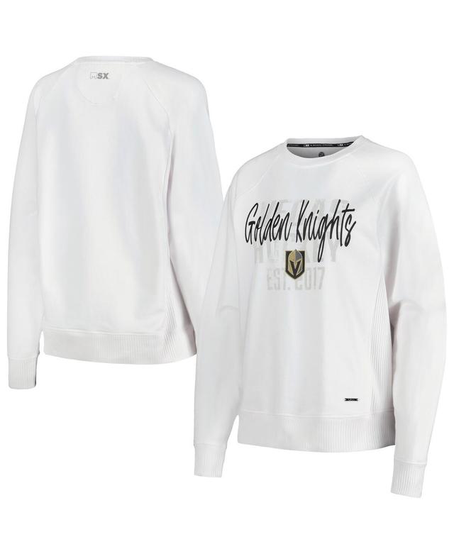 Womens Msx by Michael Strahan White Distressed Vegas Golden Knights Millie Raglan Pullover Sweatshirt Product Image