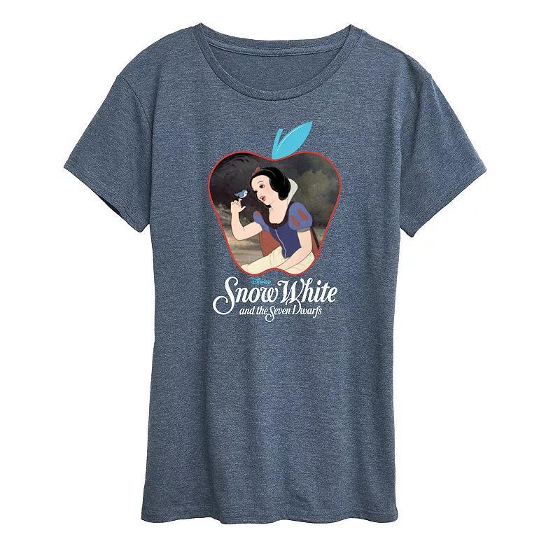 Disneys Snow White Womens Apple Graphic Tee Grey Blue Product Image