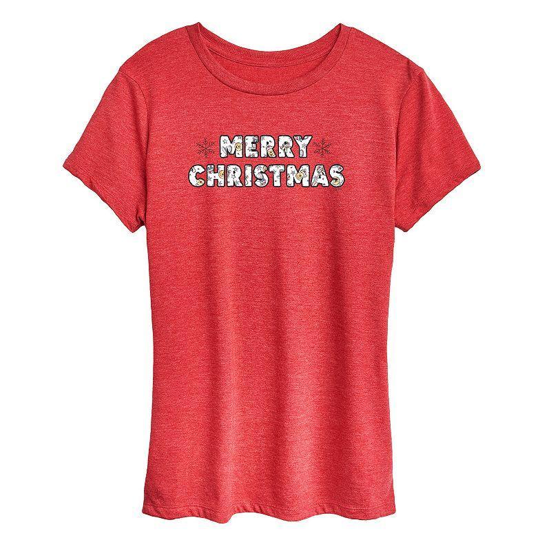 Disneys Winnie The Pooh Womens Merry Christmas Graphic Tee, Girls Grey Gray Product Image