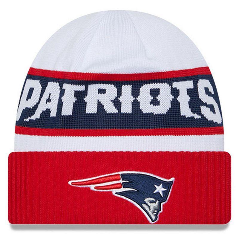 Mens New Era /Red New England Patriots 2023 Sideline Tech Cuffed Knit Hat Product Image