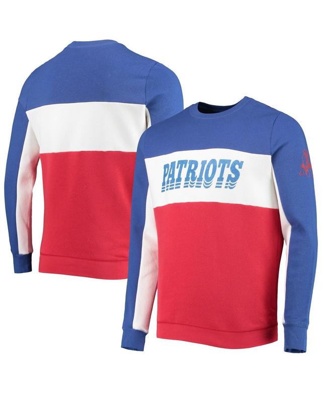 Mens Junk Food Royal/Red New England Patriots Color Block Pullover Sweatshirt Product Image