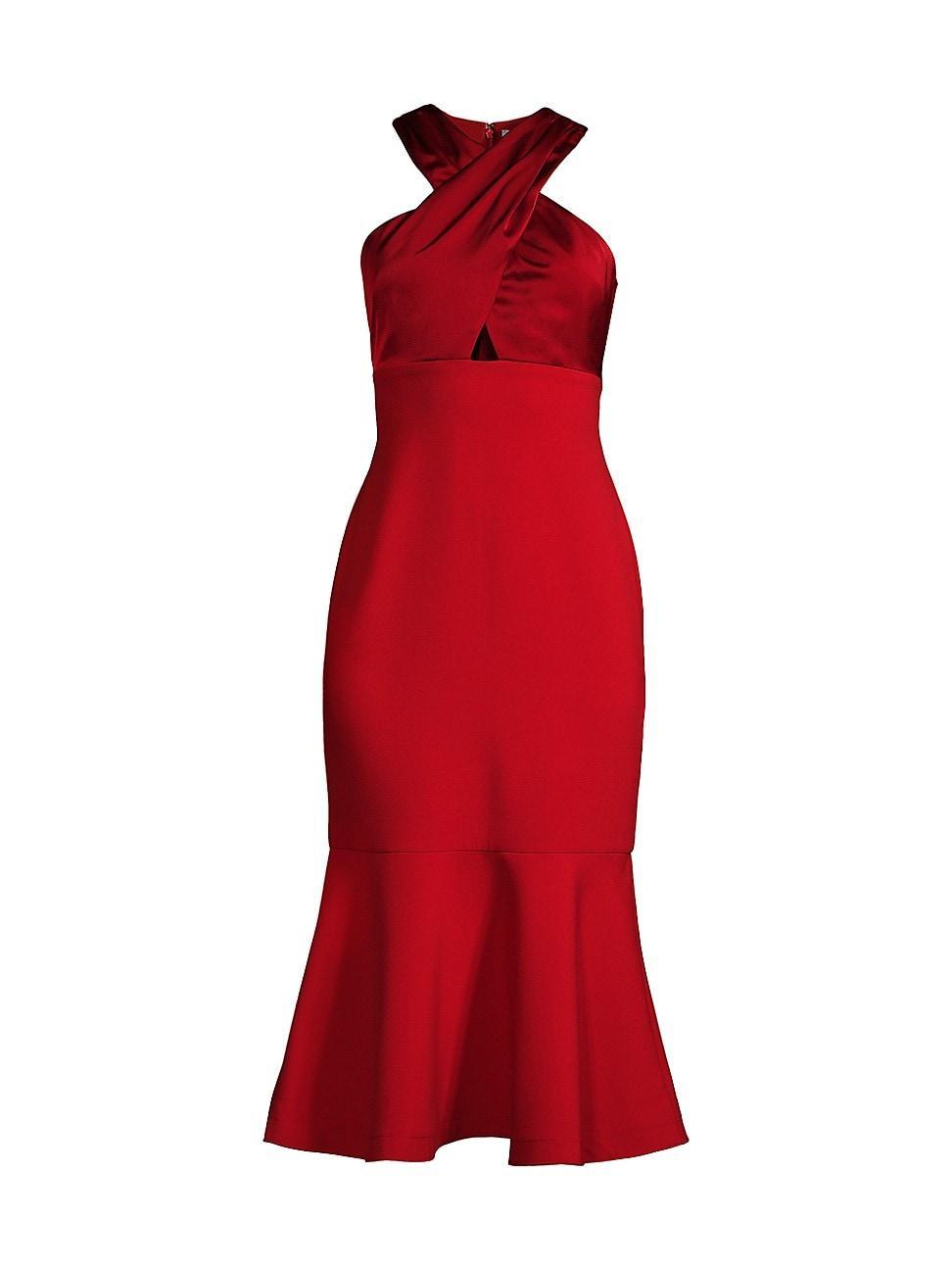 Womens Solei Satin Halterneck Midi-Dress Product Image