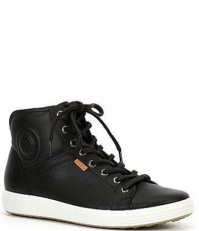 ECCO Womens Soft 7 High Top Leather Sneakers Product Image