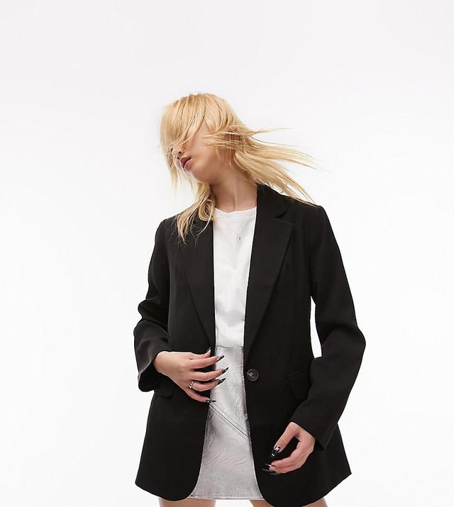 Topshop petite tailored slim fitting blazer in black  Product Image