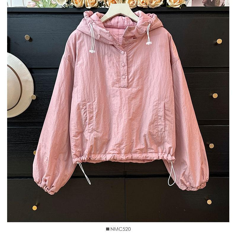 Oversized Drawstring-Hem Hooded Puffer Jacket Product Image