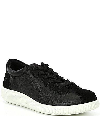 ECCO Womens Soft Zero Leather Lace Up Sneakers Product Image