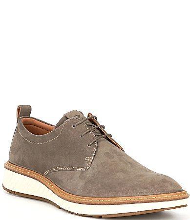 ECCO ST. 1 Hybrid Plain Toe Tie (Dark Clay Nubuck) Men's Lace Up Wing Tip Shoes Product Image