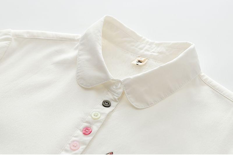 Long Sleeve Collared Floral Embroidered Shirt Product Image